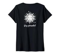 Mujer Meditaciones Esoterismo Sol Cara Stay Grounded Yoga Camiseta Cuello V