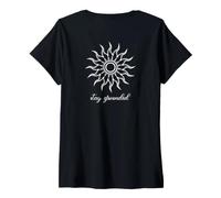 Mujer Meditaciones Esoterismo Sol Minimalista Stay Grounded Yoga Camiseta Cuello V