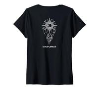 Mujer Meditaciones Esoterismo Sol Místico Inner Peace Yoga Camiseta Cuello V