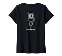Mujer Meditaciones Esoterismo Sol Místico Namasté Yoga Camiseta Cuello V
