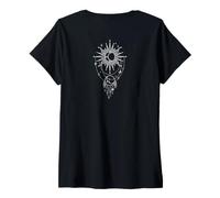 Mujer Meditaciones Esoterismo Sol Místico Yoga Camiseta Cuello V
