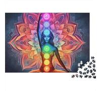 Mujer Meditando Chakra Arte Puzzle de 1000 Piezas Papel para Adultos Estilo Mandala Decoración Hogar Alivio Estrés Mejora Atención Regalo 70x50cm/1000pcs