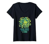 Mujer Medusa: Convertirse en una Piedra - Arte de la mitología Griega Camiseta Cuello V