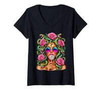 Mujer Medusa Lollipop Greek Mythology Goddess Roses Camiseta Cuello V