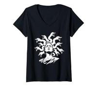 Mujer Medusa Mitologia Clasica Serpientes Grafica Camiseta Cuello V