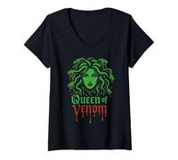 Mujer Medusa Mitología Griega Cabello de Serpiente Se Convierte en Veneno de la Reina de Piedra Camiseta Cuello V