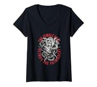 Mujer Medusa Mitología Griega Divertido Feminista Feminismo Vintage Camiseta Cuello V