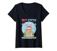 Mujer Mein Erstes Weihnachten Jengibre Navidad Invierno Navidad Camiseta Cuello V