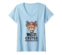 Mujer Mein Erstes Weihnachten Lindo Reno de Invierno Navidad Camiseta Cuello V