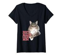 Mujer Mejor Camiseta Divertida de Gato Maine Coon Mom Camiseta Cuello V
