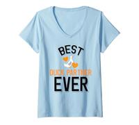 Mujer Mejor compañero de Pato Siempre Lindo Amante de los Patos Camiseta Cuello V