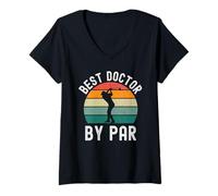 Mujer Mejor Doctor por par Divertido Doctor Golf Humor Retro Camiseta Cuello V