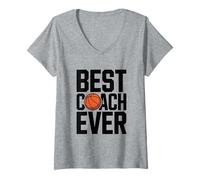 Mujer Mejor Entrenador de Baloncesto para Hombres, Idea de Regalo, Cesta Divertida Camiseta Cuello V