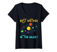 Mujer Mejor Madre En La Galaxia Mamá Espacio Mamá Sistema Solar Mamá Camiseta Cuello V