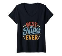 Mujer Mejor Nino Ever Retro Vintage Atardecer Hispano Abuelo Camiseta Cuello V