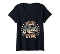 Mujer Mejor Nino Ever Retro Vintage Atardecer Hispano Abuelo Camiseta Cuello V