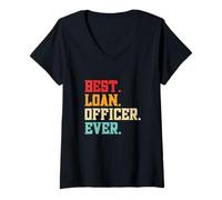 Mujer Mejor Oficial de Préstamos Retro Funny Consultor Hipotecario Camiseta Cuello V