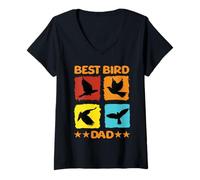 Mujer Mejor Pájaro Papá Pájaro Especies De Aves Mirlos Pájaros Cría Camiseta Cuello V