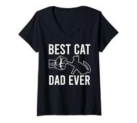 Mujer Mejor Papá de Gato Amante de los Felinos Camiseta Cuello V