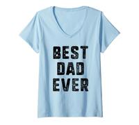 Mujer Mejor papá desde siempre Grunge Retro Vintage Día del padre Camiseta Cuello V