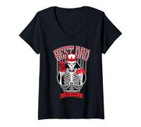 Mujer Mejor papá por par Disc Golf Ace of Spades Gothic Skull King Camiseta Cuello V