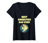 Mujer Mejor pez ángel papá guardián de Peces Acuario Acuario Hobby Dads Camiseta Cuello V