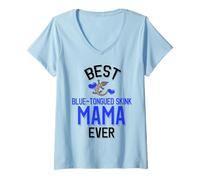 Mujer Mejor Reptil Lindo Skink mamá de Lengua Azul Camiseta Cuello V