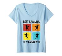 Mujer Mejor Samurai Papá Samurai Japonés Ninja Guerreros Japoneses Camiseta Cuello V