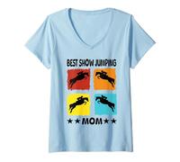 Mujer Mejor Show Saltando Mamá Mostrar Jinete Caballos Caballos Camiseta Cuello V