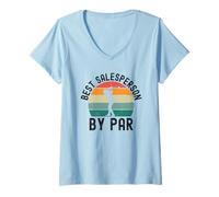 Mujer Mejor Vendedor por par Ventas Divertidas Golf Humor Retro Camiseta Cuello V
