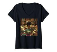 Mujer Melanin Afro Women Educated Reading Book Black History Girls Camiseta Cuello V