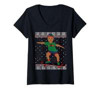 Mujer Melanin Prince Christmas Black Boy, Navidad, Piel marrón, diversión para niños Camiseta Cuello V