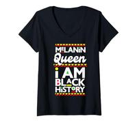 Mujer Melanin Queen Soy Negro Historia Febrero Blackity Mujer Mamá Camiseta Cuello V