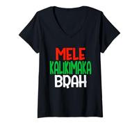 Mujer Mele Kalikimaka Brah - Divertida Navidad Hawaiana en la Isla Camiseta Cuello V