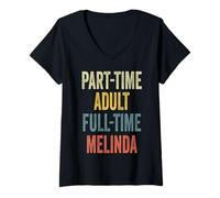 Mujer Melinda Personalized Retro Girls Part-Time Melinda Name Camiseta Cuello V