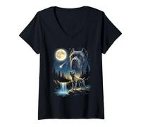 Mujer Meme de Cane Corso Aullando a la Luna, Divertido Cane Corso de los 90 Camiseta Cuello V