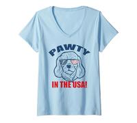Mujer Meme de Gafas de Sol Pawty in The USA Party Basset Hound Camiseta Cuello V