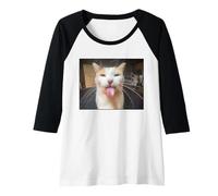 Mujer Meme De Gato Silly Bleh Camiseta Manga Raglan