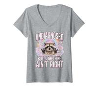 Mujer Meme de Mapache sin diagnosticar Pero Algo no está Bien Camiseta Cuello V