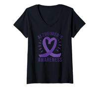 Mujer Meme del Paseo de la Cinta púrpura de la Memoria de la Conciencia de Alzheimer Camiseta Cuello V