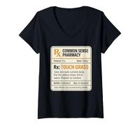 Mujer Meme Divertido de Touch Grass Prescription RX Go Outside Care Camiseta Cuello V