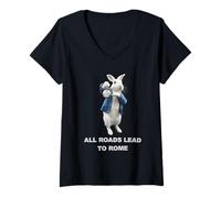 Mujer Meme Divertido del Conejo AI: Todos Los Caminos Conducen A Camiseta Cuello V