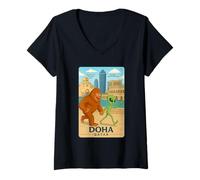 Mujer Meme Divertido Doha Qatar Camiseta Cuello V