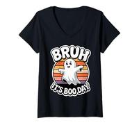Mujer Meme Fantasma Divertido Bruh It's Boo Day - Bruh Halloween Camiseta Cuello V