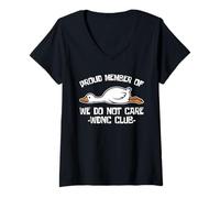 Mujer Meme Silly Goose No Nos Importa el Club WDNC Mujeres Camiseta Cuello V