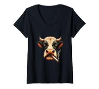 Mujer Meme Vaca Fumadora Te Mira con Vibras Rebeldes Camiseta Cuello V