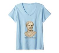 Mujer Memento Mori Busto Romano Filosofía Estoica Latina Camiseta Cuello V