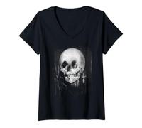 Mujer Memento Mori Estoicismo Calavera Ilusión Todo es vanidad Camiseta Cuello V