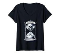 Mujer Memento Mori Memento Vivere - Filósofo estoico con diseño de Calavera Camiseta Cuello V