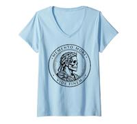 Mujer Memento Mori Vide Finem Calavera Estoica Arte Romano Camiseta Cuello V